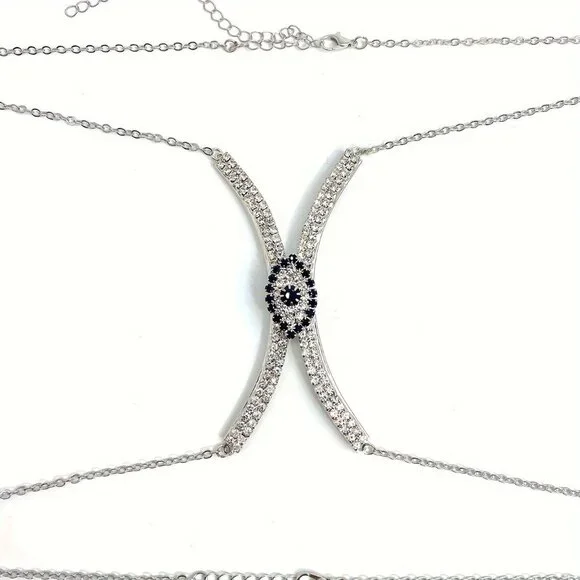 🆕 Seductive Rhinestone Body Chain Bra Necklace Jewelry For Women - Picture 6 of 10